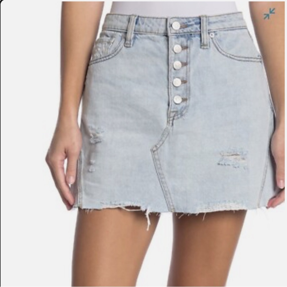 Free People Harvey Distressed Denim Skirt